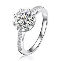 Lab Created Rozzato Sterling Silver White Gold Plated with Clear Cubic Zirconia Solitaire Ring