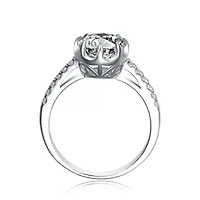 Lab Created Rozzato Sterling Silver White Gold Plated with Clear Cubic Zirconia Solitaire Ring