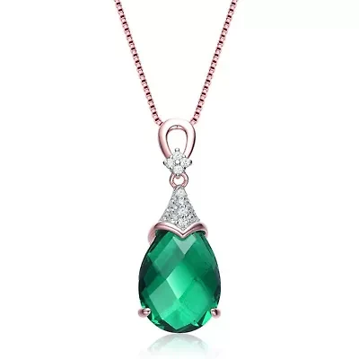 Lab Created Rozzato Sterling Silver 18K Rose Gold Plated with Colored Cubic Zirconia Necklace