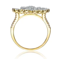 Lab Created Rozzato Sterling Silver 14K Gold Plated with Cubic Zirconia Cluster Heart Petal Flower Ring