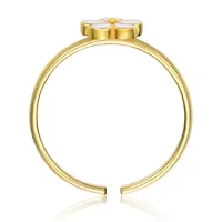 Rozzato Sterling Silver 14K Gold Plated with Pink Enamel Flower Daisy Adjustable Ring for Kids