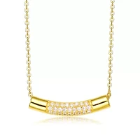 Lab Created Rozzato Sterling Silver with Clear Round Cubic Zirconia Curve Line Necklace