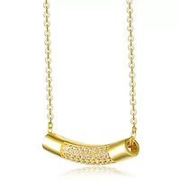 Lab Created Rozzato Sterling Silver with Clear Round Cubic Zirconia Curve Line Necklace