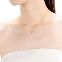 Lab Created Rozzato Sterling Silver with Clear Round Cubic Zirconia Curve Line Necklace