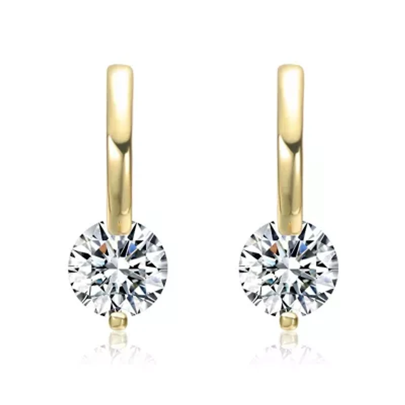 Lab Created Rozzato Clear Moissanite Drop Hoop Earrings
