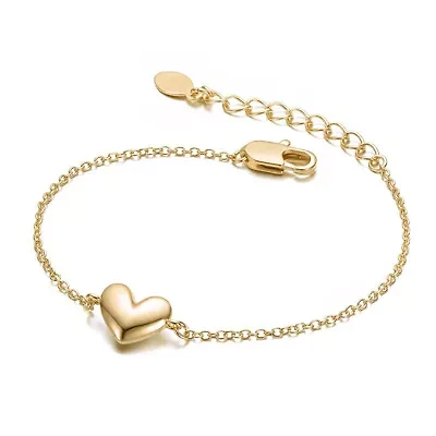 Minimalist Heart Charm Extended Chain Bracelet for Kids