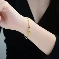 Lab Created Chic Minimalist with Round Bezel Set Cubic Zirconia Charm Bar Bracelets
