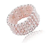 Lab Created Sterling Silver Rhodium Plated White Cultured Five Row Bracelet