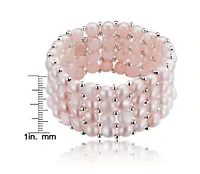 Lab Created Sterling Silver Rhodium Plated White Cultured Five Row Bracelet