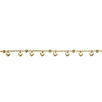 Lab Created 14k Yellow Gold Plated Beaded Heart Charm Station Bracelet - Adjustable w/ Extension Chain