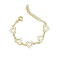 Lab Created 14k Yellow Gold Plated Forever Heart Toddler/Kids Bracelet, Adjustable Length, 1-6yrs