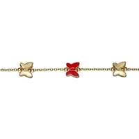 Lab Created 14k Yellow Gold Plated Adjustable Bracelet with Butterfly Charms for Kids