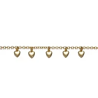 Lab Created 14K Yellow Gold Plated Bracelet with Dangling Heart Charms for Toddler/Kids