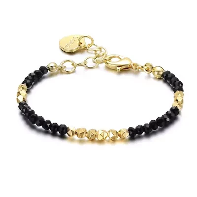 Lab Created 14k Yellow Gold Plated Bracelet with Colored and Mineral Beads Pattern for Kids