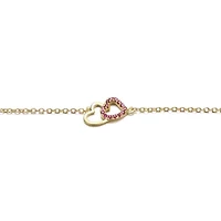 Lab Created Kids 18k Rose Gold Plated Cubic Zirconia Double Heart Entwined White Gold Plated Bracelet
