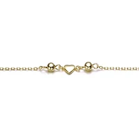 Lab Created Kids 14k Gold Plated Tiny Heart & Pearl Station Charm Bracelet