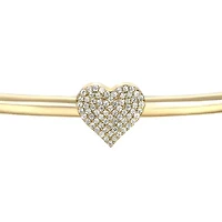 Lab Created Teens 14k Gold Plated With Clear Cubic Zirconia Heart Pave Open Cuff Bangle Bracelet