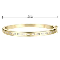 Lab Created 14k Gold Plated with Bezel Set Cubic Zirconia Baguette Bangle Bracelet