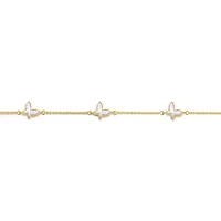 Lab Created Kids 14k Gold Plated Mother of Pearl Triple Charm Butterfly Bracelet