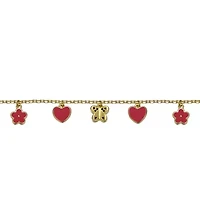 Lab Created Toddler/Kids 14k Gold Plated Red Enamel Dangle Charm Bracelet