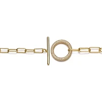 Lab Created Teens 14K Gold Plated with Cubic Zirconia Double Entwined Cable Chain Bracelet