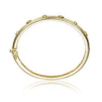 Lab Created 14K Gold Plated Cubic Zirconia Grooved Bangle Bracelet