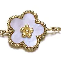 Elegant 14K Gold Plated with Mother of Pearl Flower Charm Bracelet for Kids