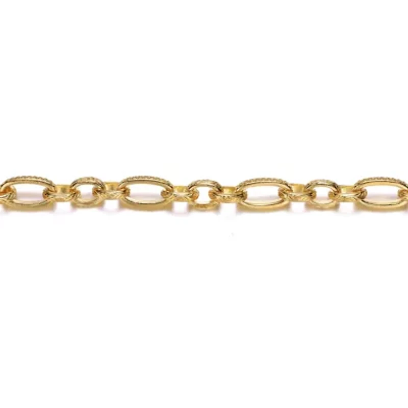 Lab Created Teens 14K Gold Plated With Pearl Link & Chain Bracelet