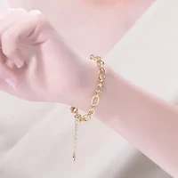 Lab Created Teens 14K Gold Plated With Pearl Link & Chain Bracelet