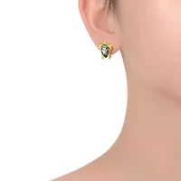 Lab Created Sterling Silver 14k Yellow Gold Plated with Shimmering Abalone Shell Inlay Sea Turtle Stud Earrings
