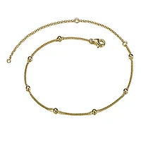 Sterling Silver 14K Gold Plated Beaded Anklet