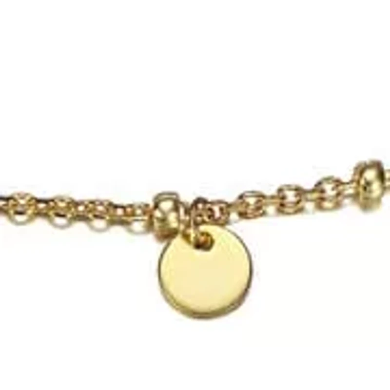 Sterling Silver 14K Gold Plated Circle Disc Dangle Charm Anklet