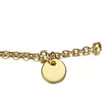 Sterling Silver 14K Gold Plated Circle Disc Dangle Charm Anklet