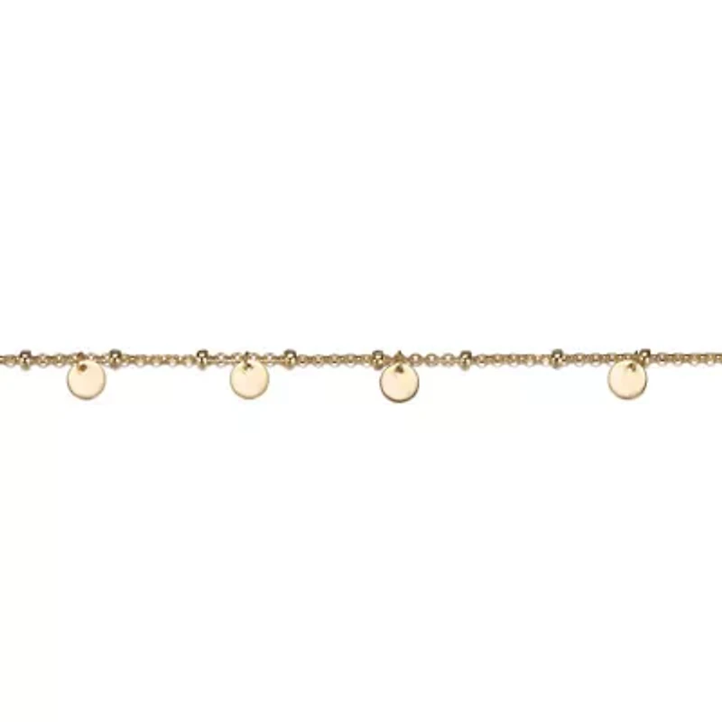 Sterling Silver 14K Gold Plated Circle Disc Dangle Charm Anklet