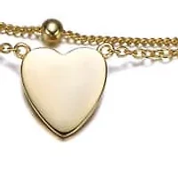 14K Gold Plated Hammered Heart Charm Anklet for Teens
