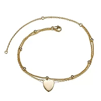 14K Gold Plated Hammered Heart Charm Anklet for Teens