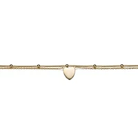 14K Gold Plated Hammered Heart Charm Anklet for Teens