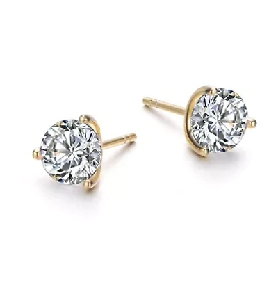 Lab Created Elegant 3-Prong Martini Solitaire Stud Earrings