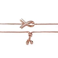 Lab Created Sterling Silver 18K Rose Gold Plated with Clear Cubic Zirconia Loop Bracelet
