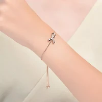 Lab Created Sterling Silver 18K Rose Gold Plated with Clear Cubic Zirconia Loop Bracelet