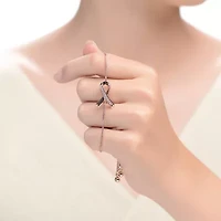 Lab Created Sterling Silver 18K Rose Gold Plated with Clear Cubic Zirconia Loop Bracelet