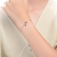 Lab Created Sterling Silver Two Tone with Pink Cubic Zirconia Loop Bracelet