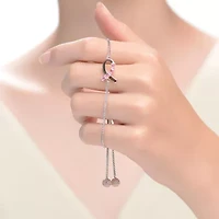 Lab Created Sterling Silver Two Tone with Pink Cubic Zirconia Loop Bracelet