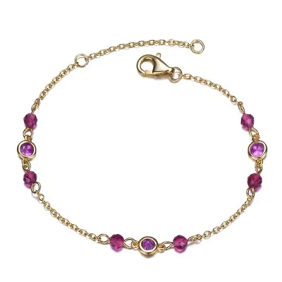 Lab Created Sterling Silver 14K Gold Plated Bracelet with Sparkling Cubic Zirconia for Toddler/Kids