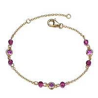 Lab Created Sterling Silver 14K Gold Plated Bracelet with Sparkling Cubic Zirconia for Toddler/Kids