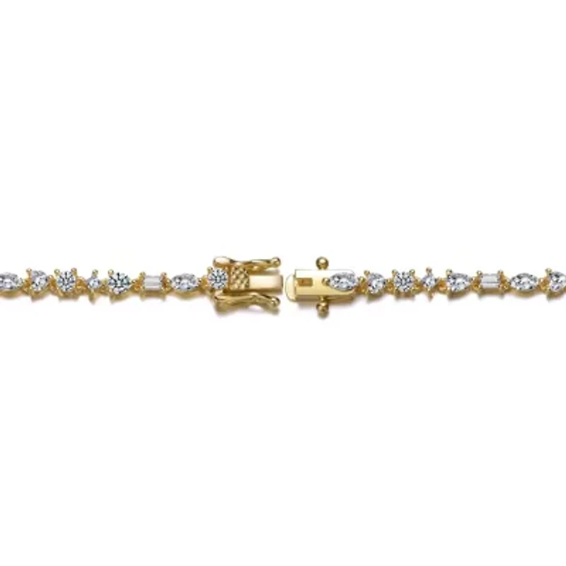 Lab Created Sterling Silver 14k Gold Plated with Cubic Zirconia Cluster Tennis Bracelet