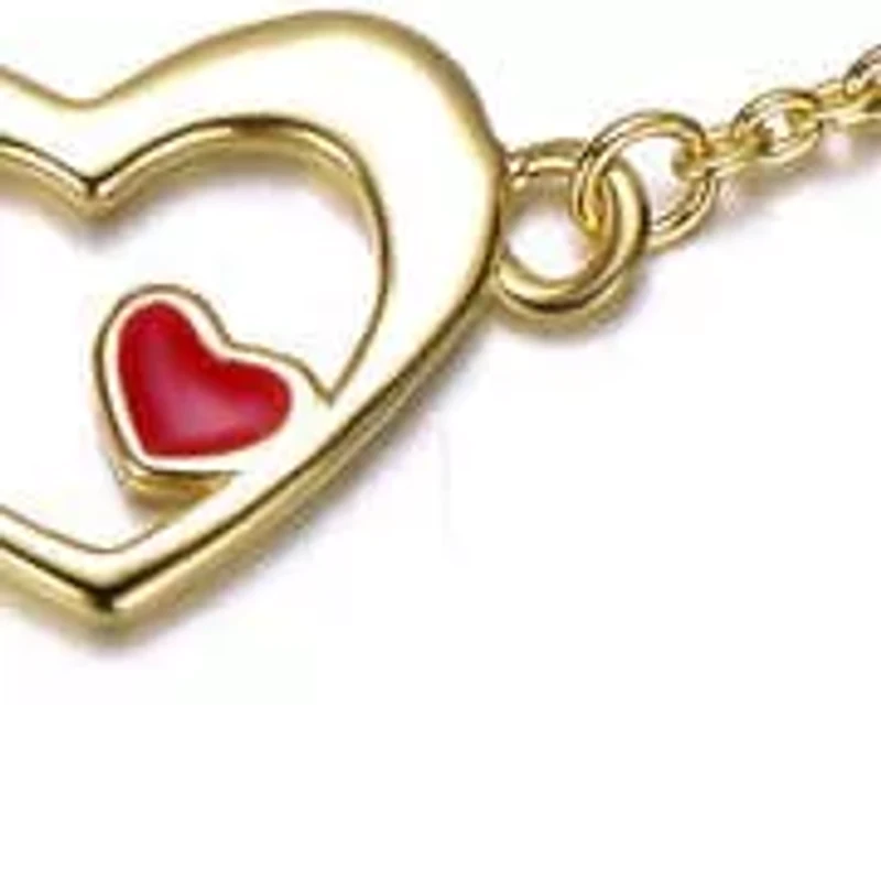 Sterling Silver 14K Gold Plated with Alternating Red and Silver Pearls Link Chain Bracelet for Kids/Teens