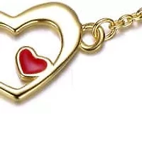 Sterling Silver 14K Gold Plated with Alternating Red and Silver Pearls Link Chain Bracelet for Kids/Teens