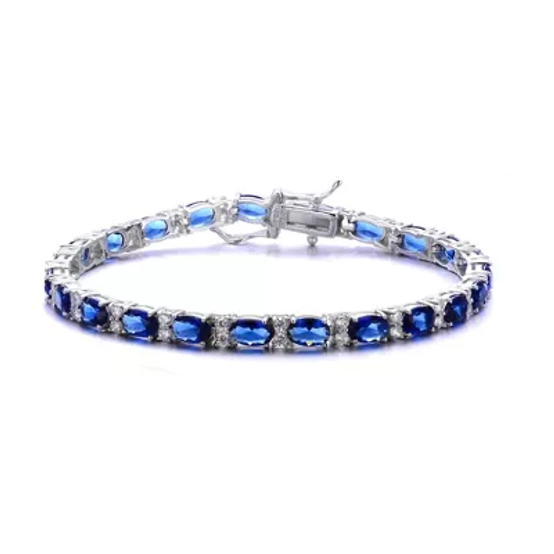 Lab Created Sterling Silver White Gold Plated with Colored Cubic Zirconia Bracelet