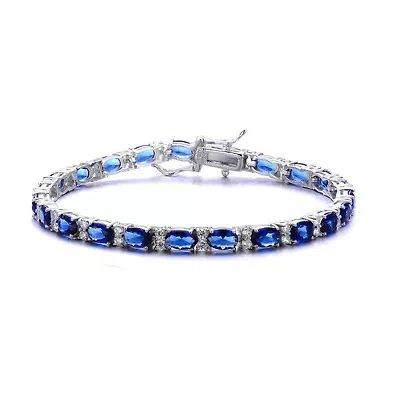 Lab Created Sterling Silver White Gold Plated with Colored Cubic Zirconia Bracelet